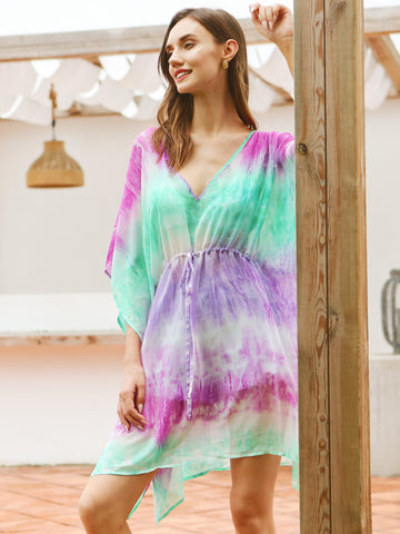Green Print Swimsuit Cover Up
